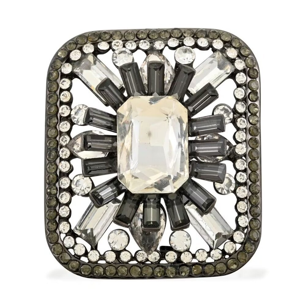 Beautiful Austrian Crystal Skyline Vintage Brooch in Silvertone Large Size